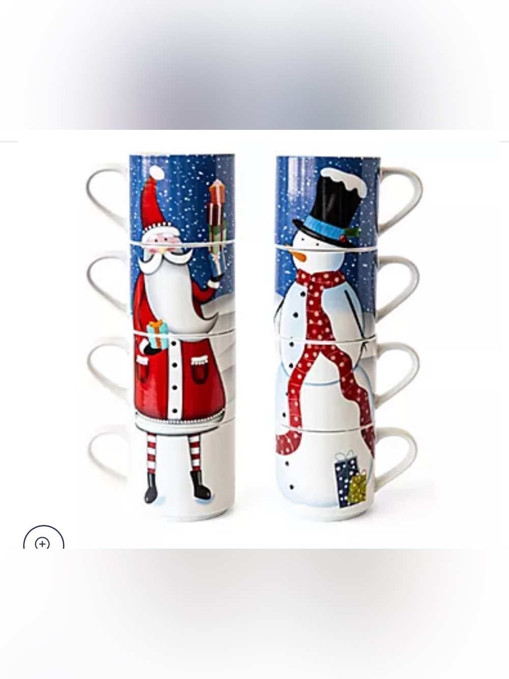 Over and back Stackable 14 oz White Porcelain (Set of 4) Drinking Holiday Mugs